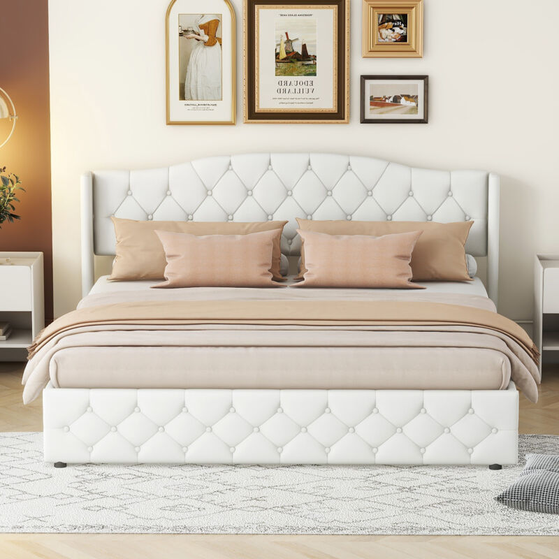 Lit coffre Lit adulte et ados 180 x 200 cm avec sommier à lattes. blanc