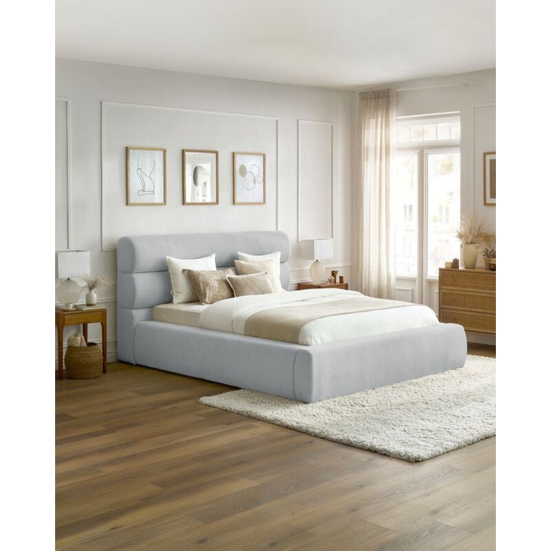 Lit coffre jagna 140x190 Gris clair - Bobochic