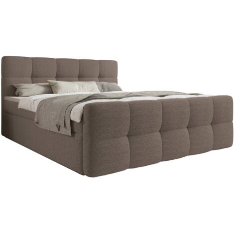 Lit coffre + matelas Volupto 140cm Bouclette Taupe