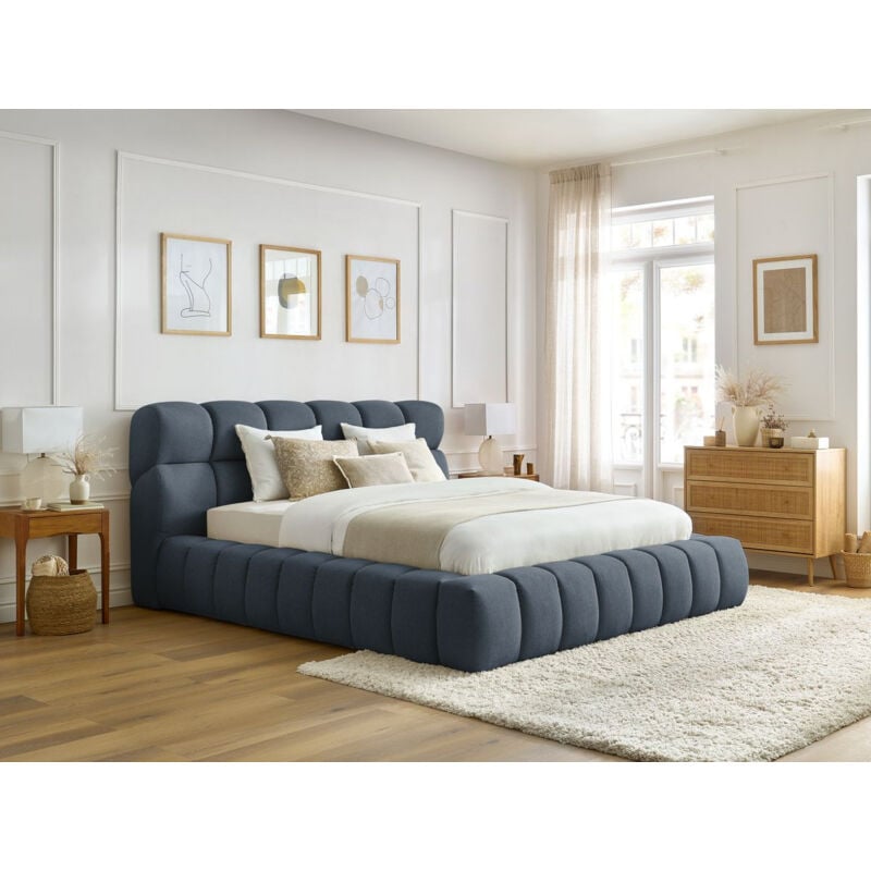 BOBOCHIC - Lit coffre MONT-BLANC 140x190 Bleu foncé