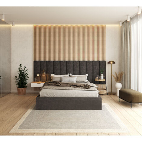 Lit coffre ORLANDO 140x190 - Sommier inclus Gris foncé