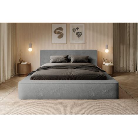 Lit coffre ORLANE – Gris Charbon minéral polaire – 140x200 cm – Sommier relevable – Design haut de gamme