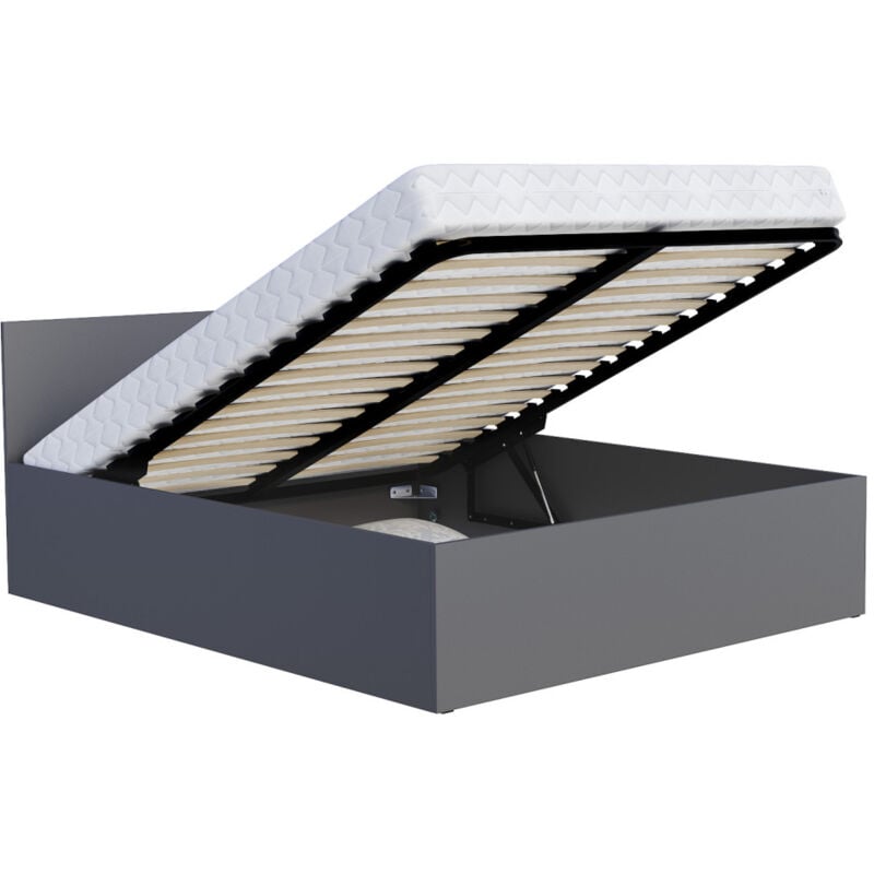 Nova Confort - Lit coffre Paris 120 x 200 cm avec sommier à lattes relevable Gris