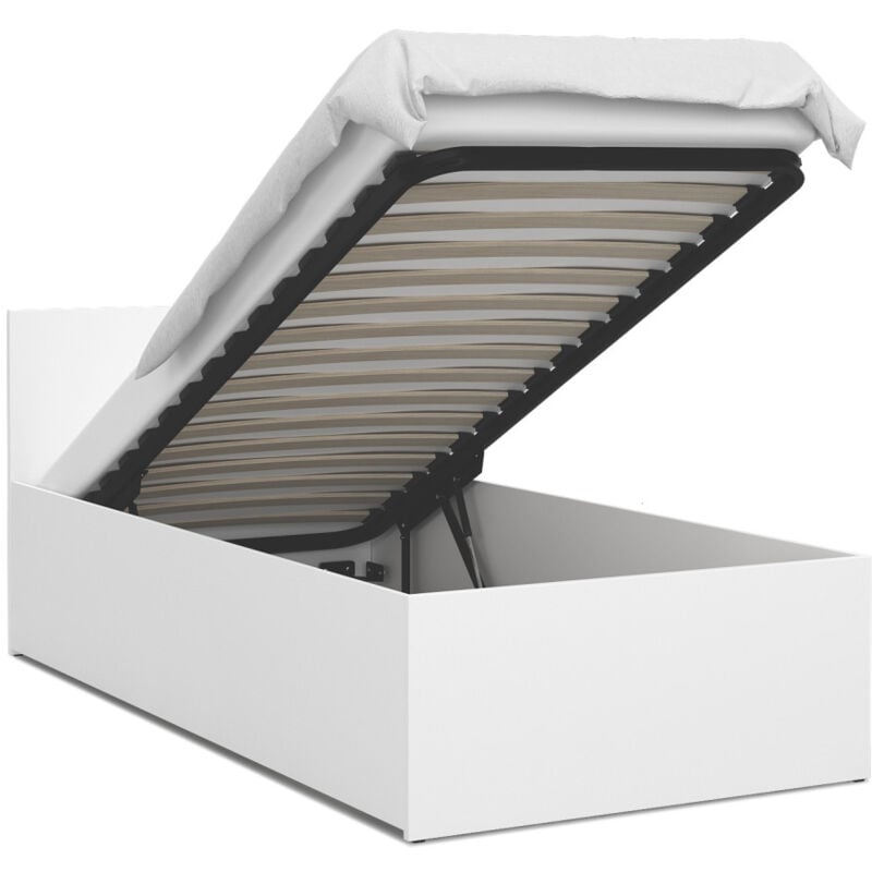Nova Confort - Lit coffre Paris 90 x 200 cm avec sommier à lattes relevable Blanc