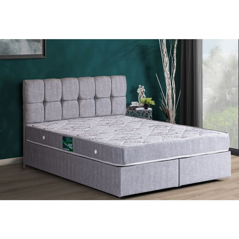 Lit coffre paris gris 160x200 cm - 160x200 cm - Sans