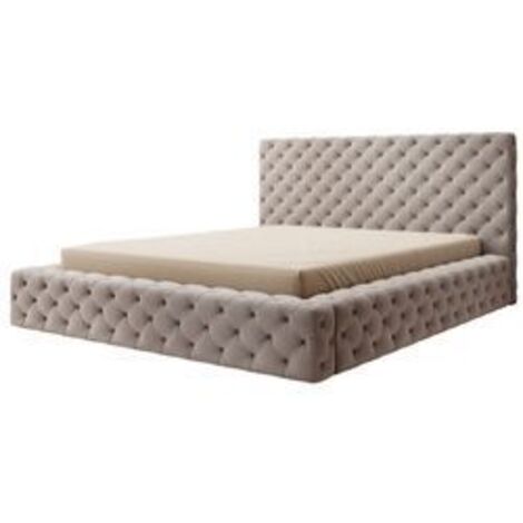 Lit coffre Prince prestige – Élégance du tissu capitonné-Taupe-160x200