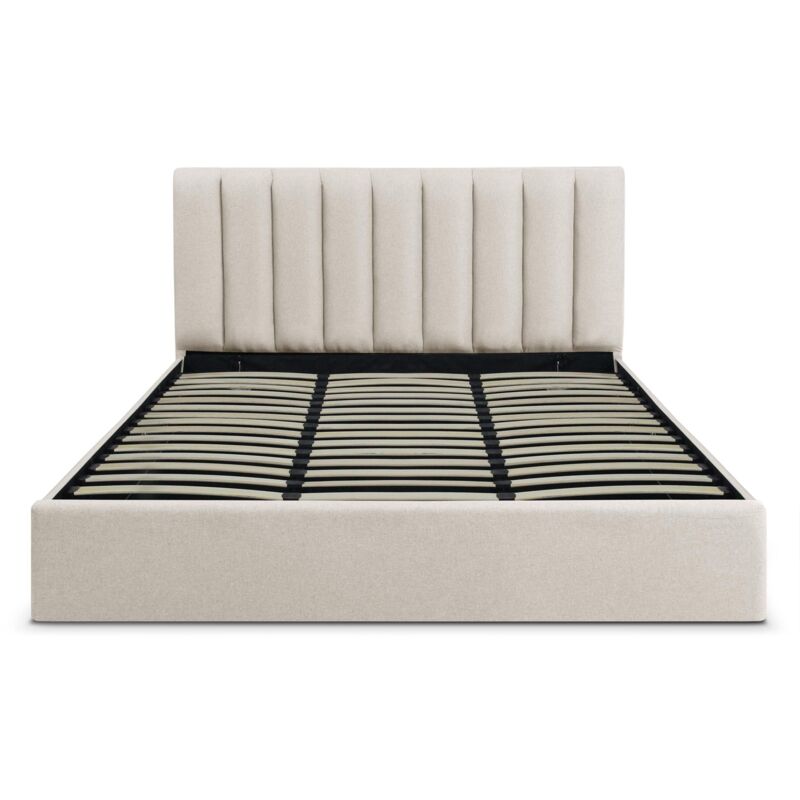 Lit Coffre Songe + Sommier Tissu Beige 180cm