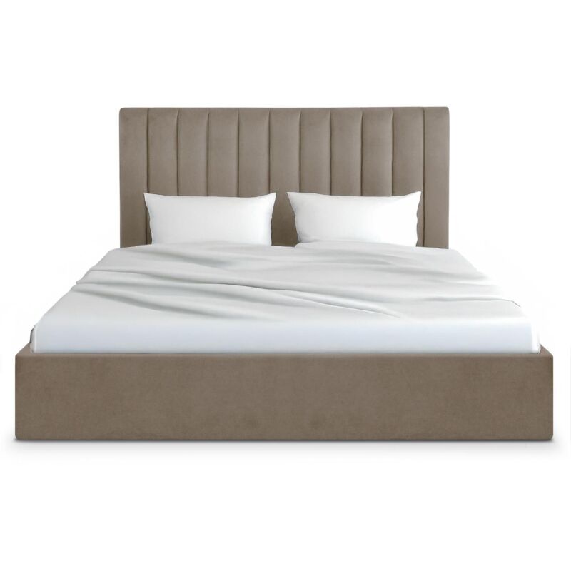 Lit Coffre Songe + Sommier Velours Taupe 180cm Lit Coffre Songe + Sommier Velours Taupe 180cm