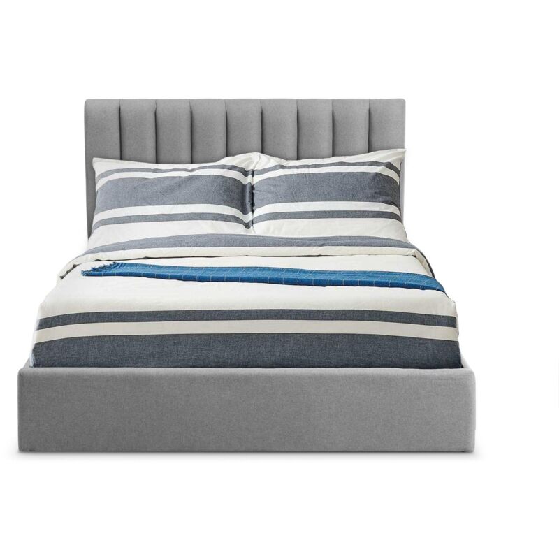 Cotecosy – Lit coffre 160cm avec sommier relevable – Tissu gris – Espace de rangement pratique – Tête de lit rembourrée pour confort Cotecosy – Lit coffre 160cm avec sommier relevable – Tissu gris – Espace de rangement pratique – Tête de lit rembourrée pour confort