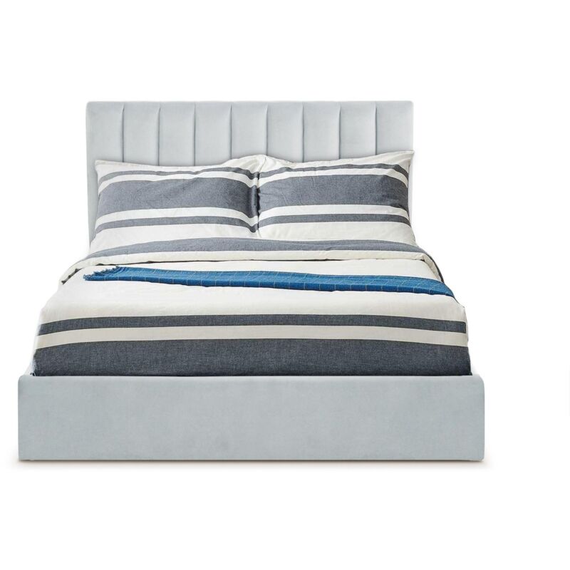 Lit Coffre Songe + Sommier Velours Argent 160cm