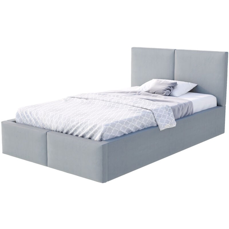 Kids Literie - Lit coffre Tesia 120x200 - Sommier inclus Gris clair