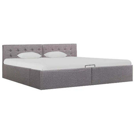 Lit coffre tissu taupe Rundo 180x200