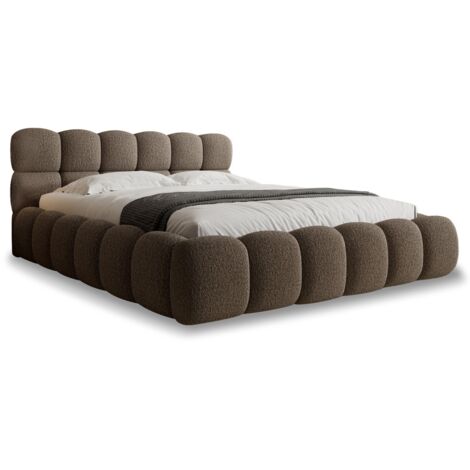 Lit coffre Tomaso 140cm Bouclette Taupe
