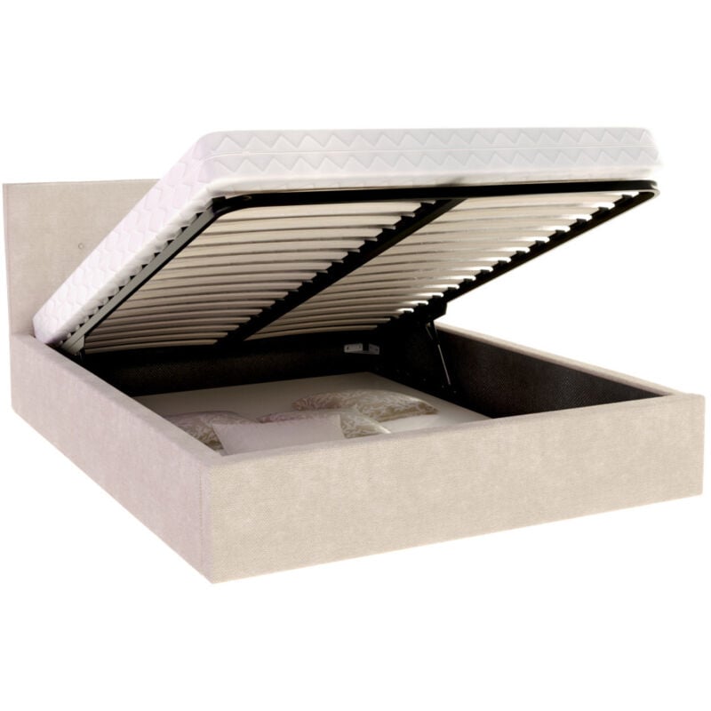 Kids Literie - Lit Coffre Tulsa 160x200 cm - Sommier inclus Crème