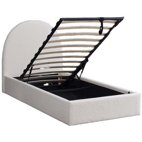 Lit Coffre VALENTINA en LAINE BOUCLEE – 90x190 cm – Design Moderne avec Rangement Intégré