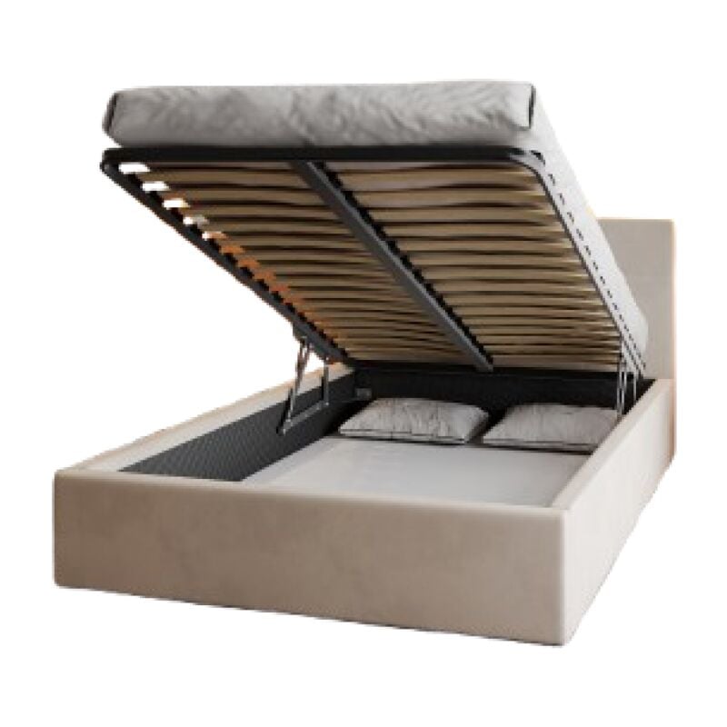 Lit coffre Vegas 120 x 200 cm avec sommier à lattes relevable Beige