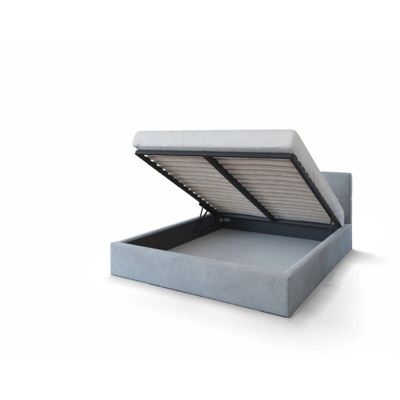 Lit coffre Vegas 140 x 190 cm avec sommier à lattes relevable Gris Clair