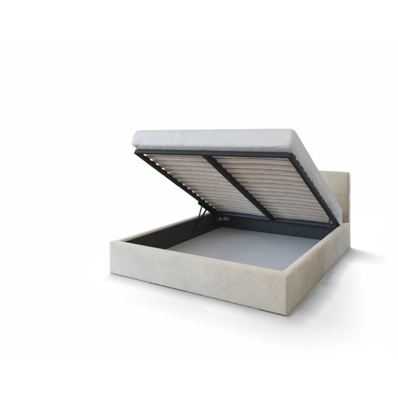 Nova Confort - Lit coffre Vegas 140 x 190 cm avec sommier à lattes relevable Beige