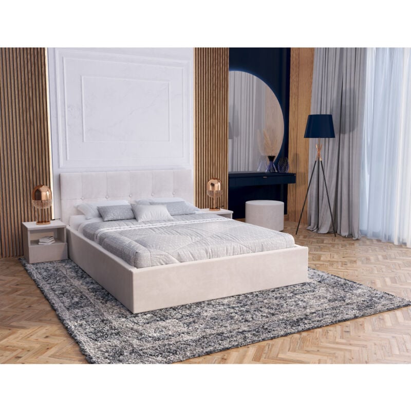 Nova Confort - Lit coffre Vegas 160 x 200 cm avec sommier à lattes relevable Beige