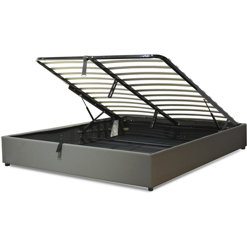 Sampur - Lit Coffre Vegas : Pratique, élégant et optimisé pour votre espace - gris 200x200 cm