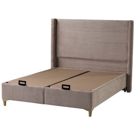 Lit Coffre VENUS – Velours Côtelé – 140x190 cm avec Planche de Rangement