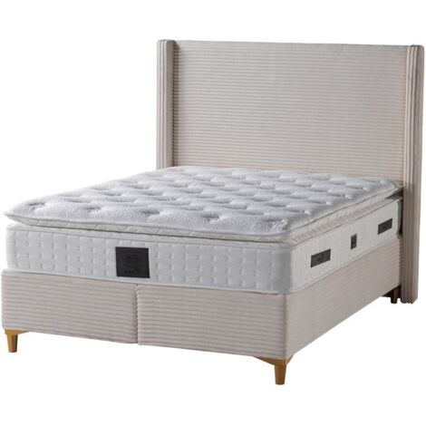 Lit Coffre VENUS – Velours Côtelé – 140x190 cm avec Planche de Rangement