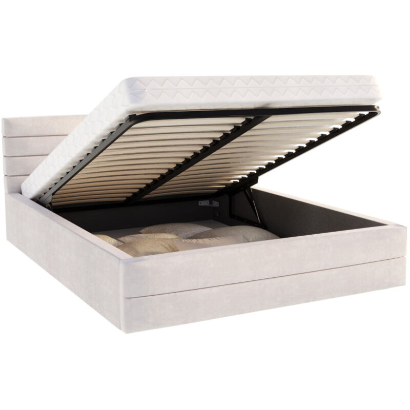 Kids Literie - lit coffre virginia 160x200 - Sommier inclus Crème