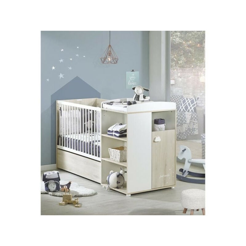 Lit Combiné - 120x60cm - Evolutif en 90x190cm - Babyprice Smile - Hetre