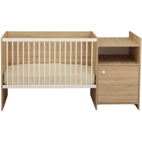 Lit combiné BABY PRICE UP 120x60 cm - Evolutif en 90x190 - Avec porte - Décor chene doré