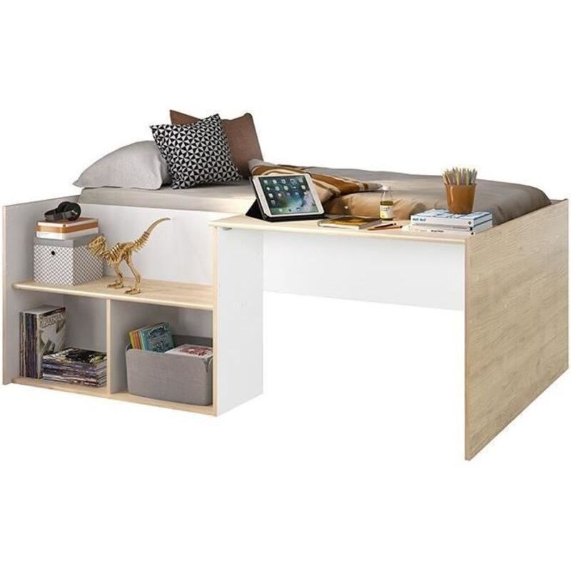 Diagone Oscar lit combiné chêne clair blanc 90x190 cm