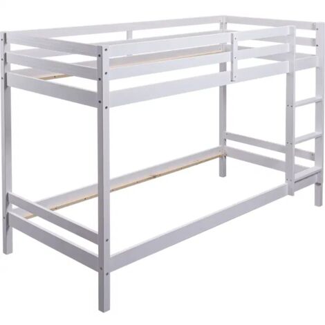 Lit Combiné Superposé pour Enfant 90x200 cm, coloris blanc - Longueur 207 x Profondeur 96 x Hauteur 150 cm
