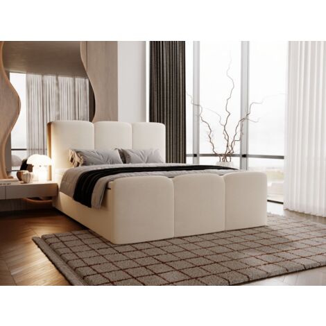 Lit continental Campi avec rangement 140 x 200 double, velours, crème