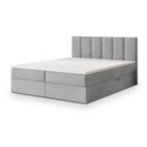 Lit continental MERIL 160x200 avec matelas confortable confort gris clair