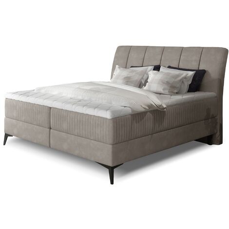 Lit continental moderne avec matelas velours beige Brato-180x200
