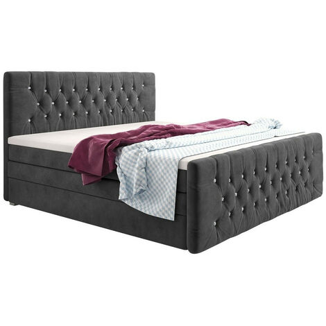 Lit continental Nashville 110, Trinity 15, Double, Continental, 160x200, Tapisserie, Sommier à lattes, 160x220x115cm