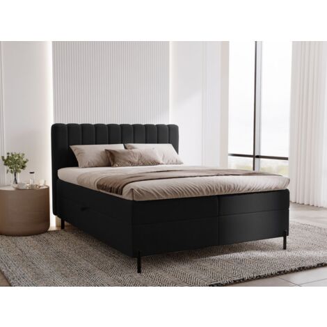 Lit continental Primavera avec rangement 140 x 200 double, velours, noir