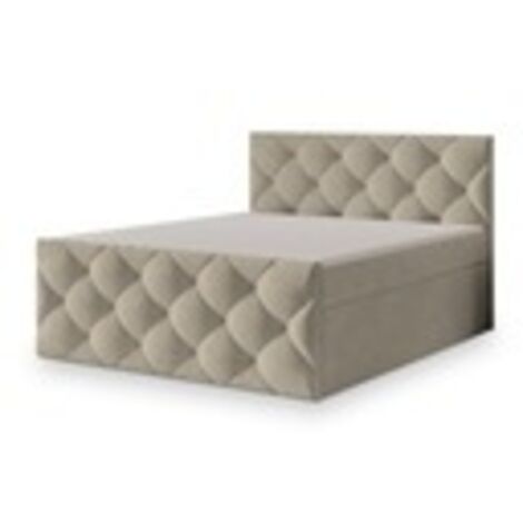 Lit continental ROVARI 160x200 avec matelas confortable confortable beige