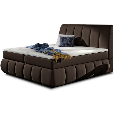Lit continental simili cuir marron Florencia-140x200