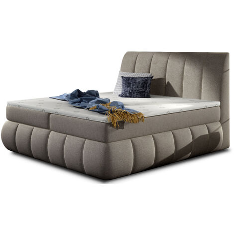Lit continental tissu beige Florencia-180x200