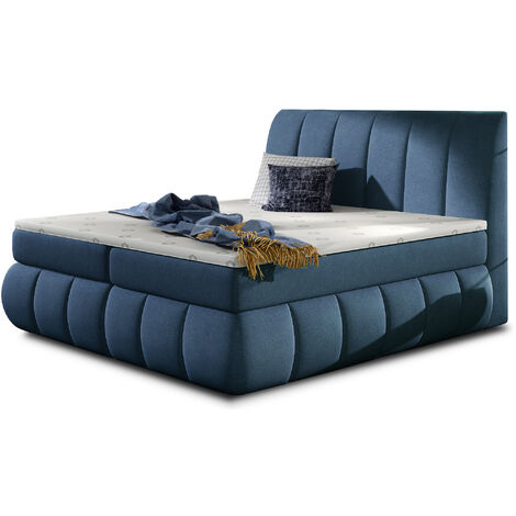 Lit continental tissu bleu Florencia-160x200
