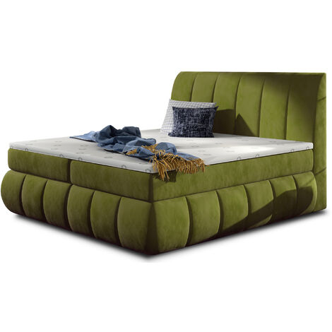 Lit continental tissu doux vert anis Florencia-140x200