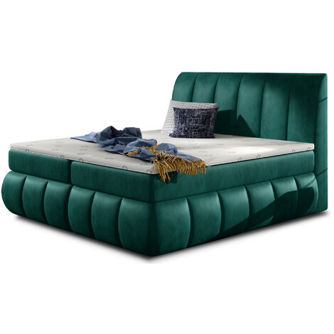 Lit continental velours vert Florencia-160x200