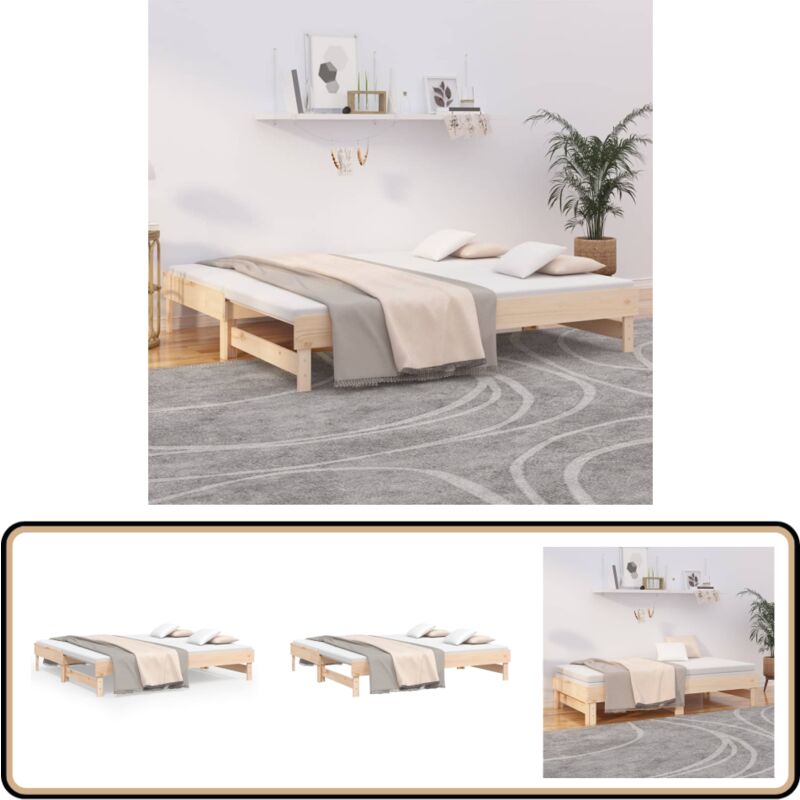 Vidaxl - Lit coulissant 2x(75x190) cm Bois de pin massif - Lit De Jour - Canapé-lit - Lit D'appoint - Lit Pliable - Meuble Multifonctionnel