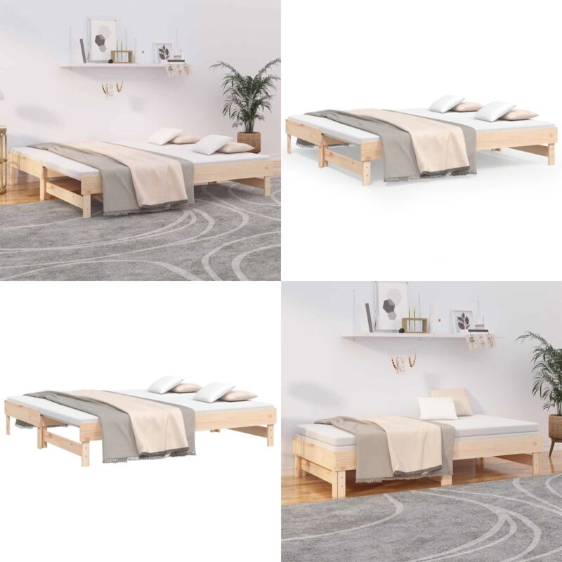 Lit coulissant sans matelas 2x(90x190) cm Bois de pin massif - Lit De Jour - Canapé-lit - Lit D'appoint - Lit Convertible - Meuble Multifonction