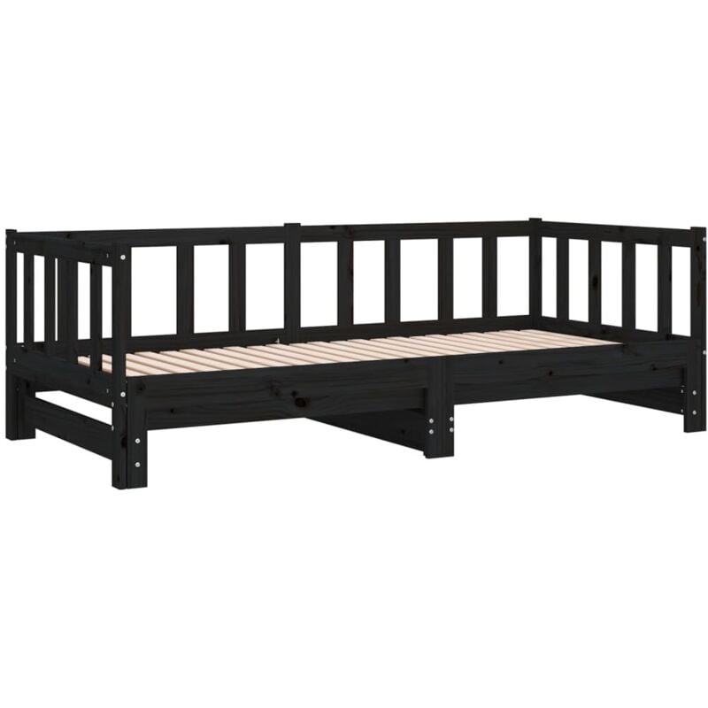 Vidaxl - Lit coulissant sans matelas noir 2x(90x190) cm