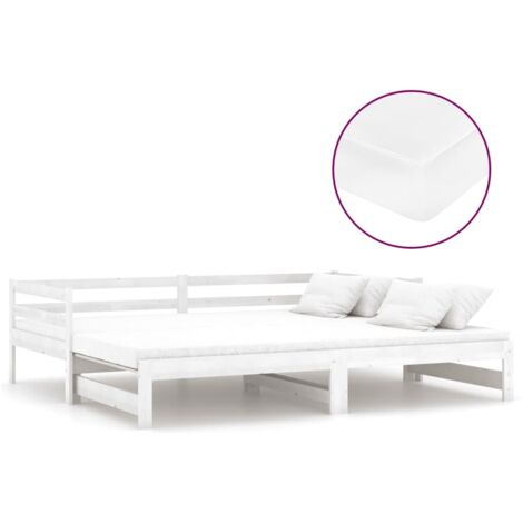 Lit coulissant 2x(90x200) cm Blanc Bois de pin massif CFW932232