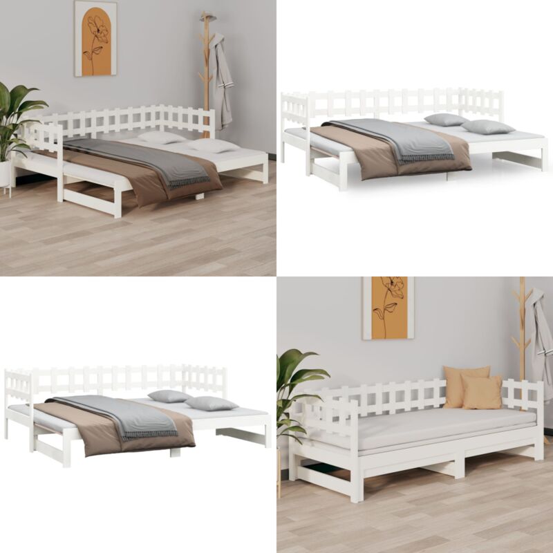 Vidaxl - Lit coulissant sans matelas blanc 2x(80x200)cm - Lit De Jour - Canapé-lit - Lit D'appoint - Lit Pliable - Meuble Multifonction - Home &