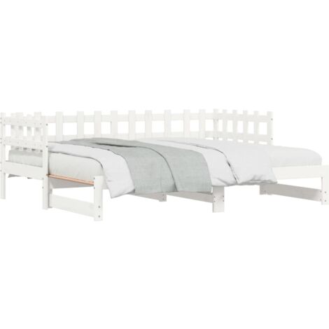 Lit coulissant Blanc 2x(90x190) cm Bois de pin massif