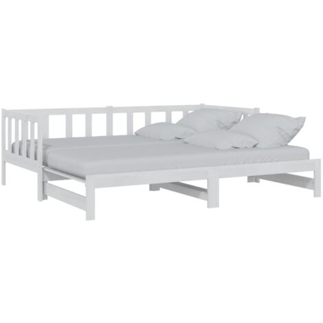 Lit coulissant Blanc 2x(90x200) cm Bois de pin massif
