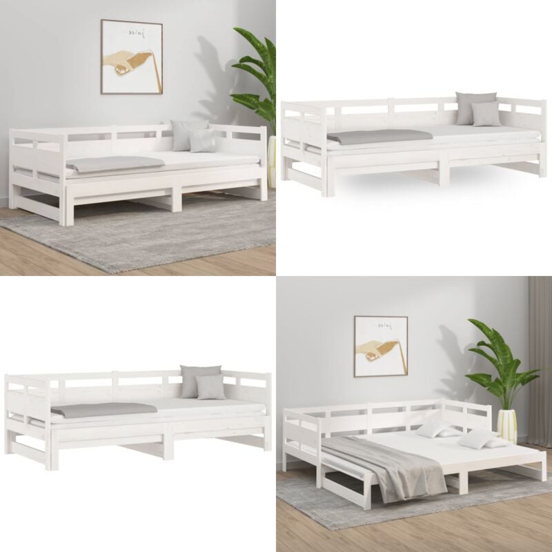 Vidaxl - Lit coulissant sans matelas blanc 2x(90x190) cm - Canapé Lit - Lit Invité - Lit Tiroir - Meuble Compact - Lit Pliable - Home & Living
